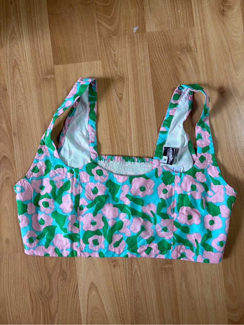 Fancy Pastels Pink, Green & Aqua Floral Crop Top